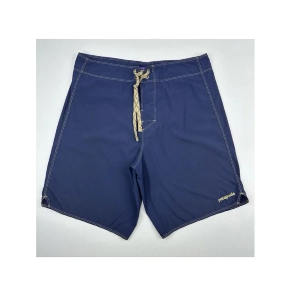 Patagonia Mens Board Shorts 30‎ Navy Blue Ripstop Swim Trunks Contrast Stitching
